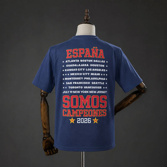Camiseta España "We Are Champions" 2026 – Azul
