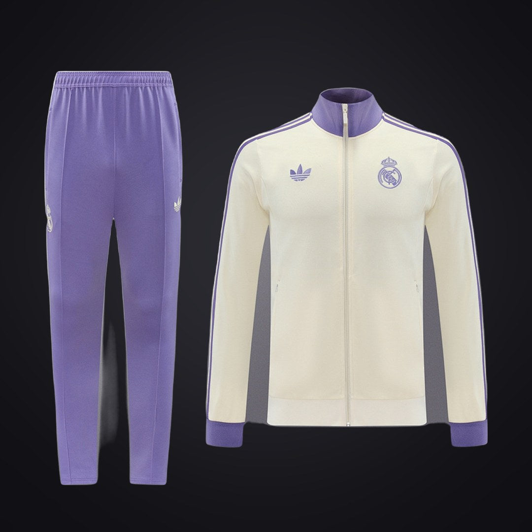 Chándal Real Madrid 24-25 Beige Morada (delante)
