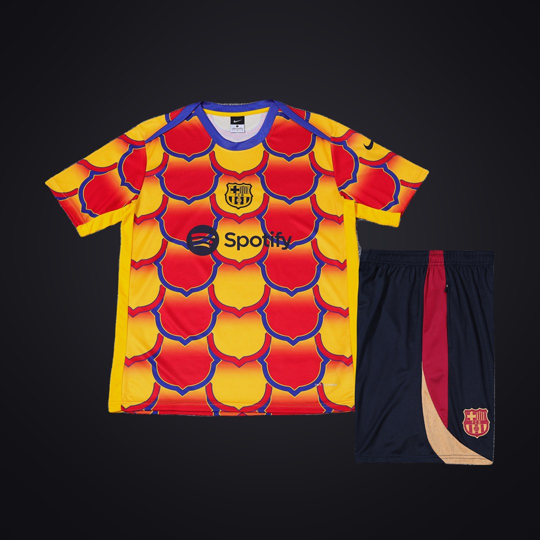 Conjunto de Entrenamiento Barcelona 24-24 Amarilla Roja (detrás)