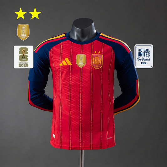 Camiseta España 2026 Local Mundial – Manga Larga (Player Version) (2 Estrellas)